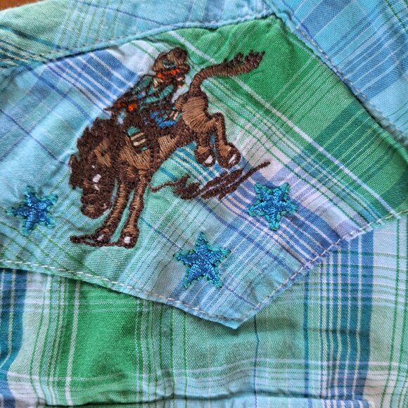 Wrangler Baby Rodeo Vintage Western Embroidered Plaid Shirt - Picture 4 of 10